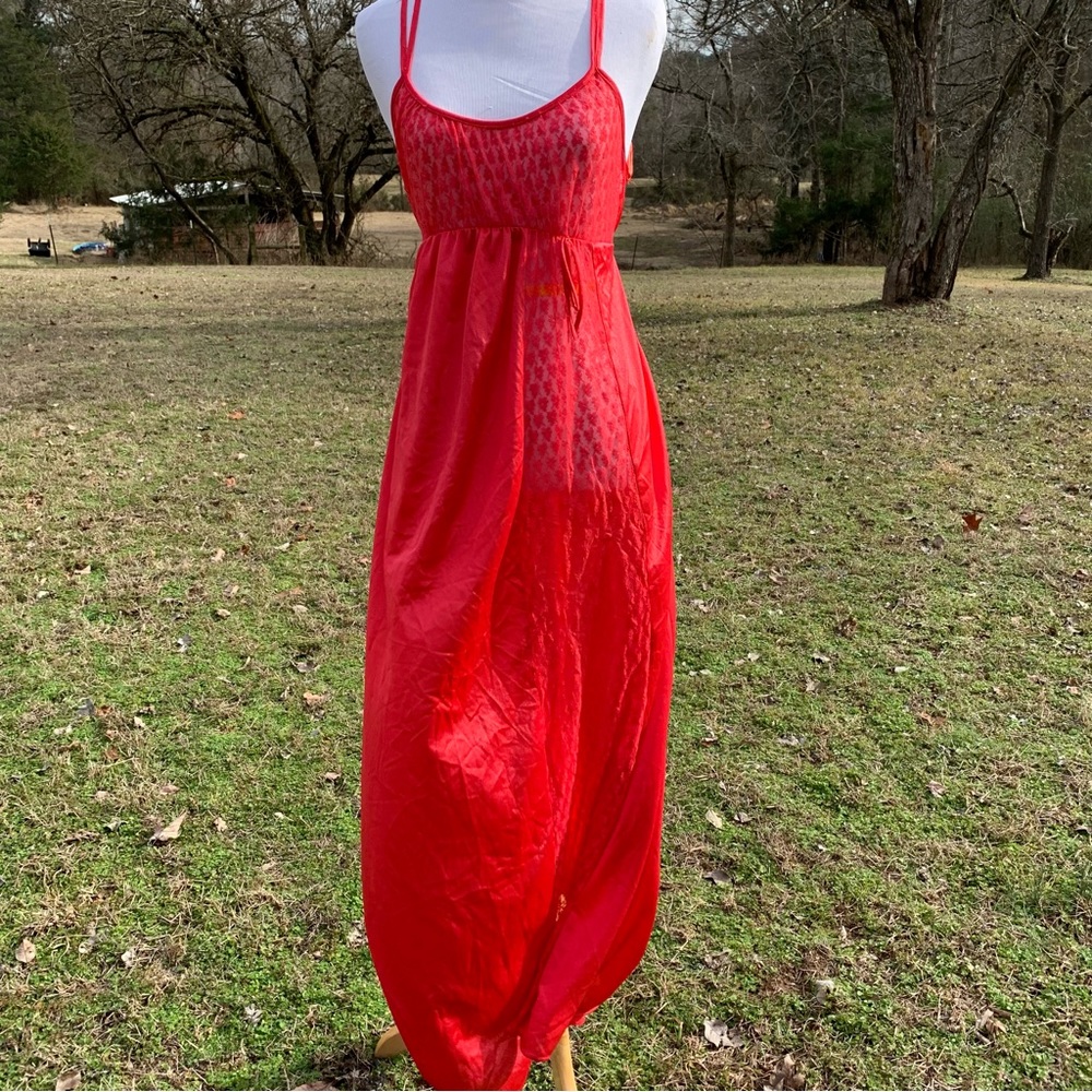 Vintage Undercover Wear Sheer Lace Panel Floor-length Night gown Lingerie S/M - Picture 6 of 16